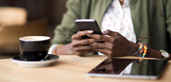 Woman checking her messages on her phone. 